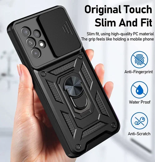 Samsung Galaxy A33 Hoesje Camera Slider en Kickstand Ring Rood afbeelding 7