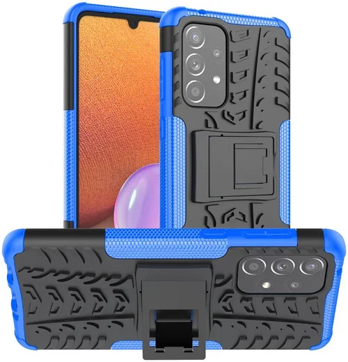 Samsung Galaxy A33 Hoesje Hybride Back Cover Kickstand Blauw afbeelding 4