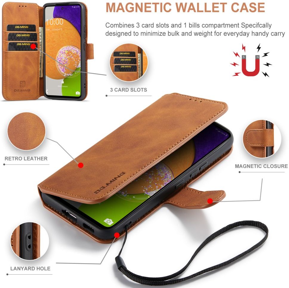 DG Ming Samsung Galaxy A53 Hoesje Retro Wallet Book Case Bruin afbeelding 7