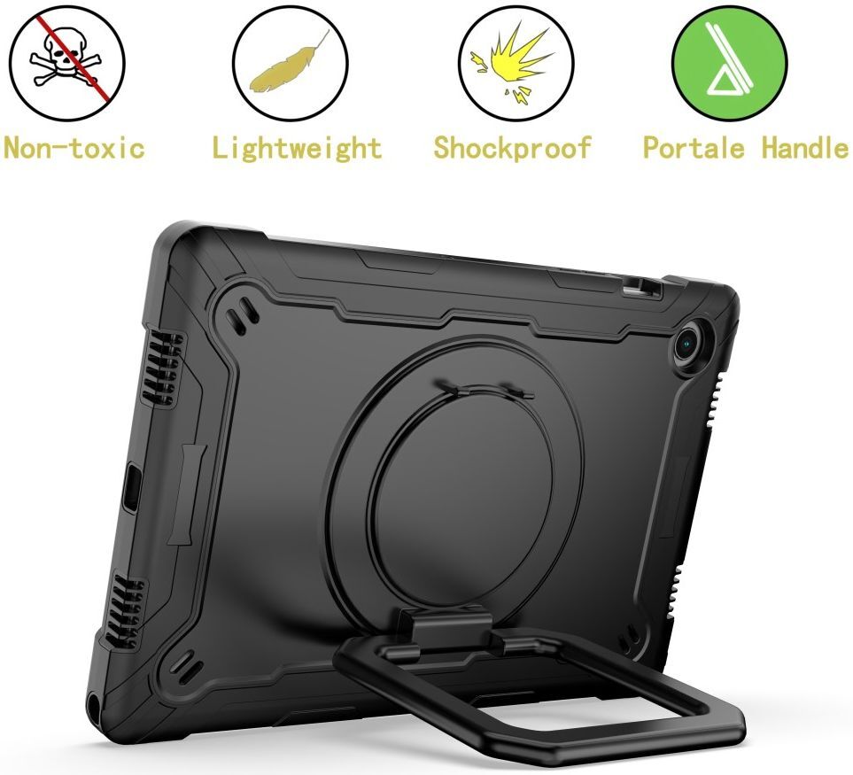 Samsung Galaxy Tab A8 Hoesje met Schouderriem En Kickstand Zwart afbeelding 2