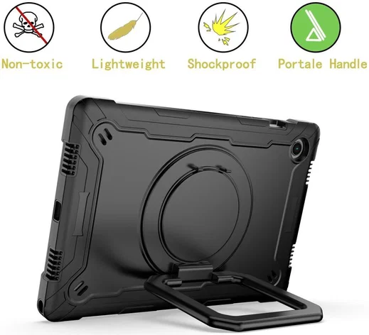 Samsung Galaxy Tab A8 Hoesje met Schouderriem En Kickstand Zwart afbeelding 2