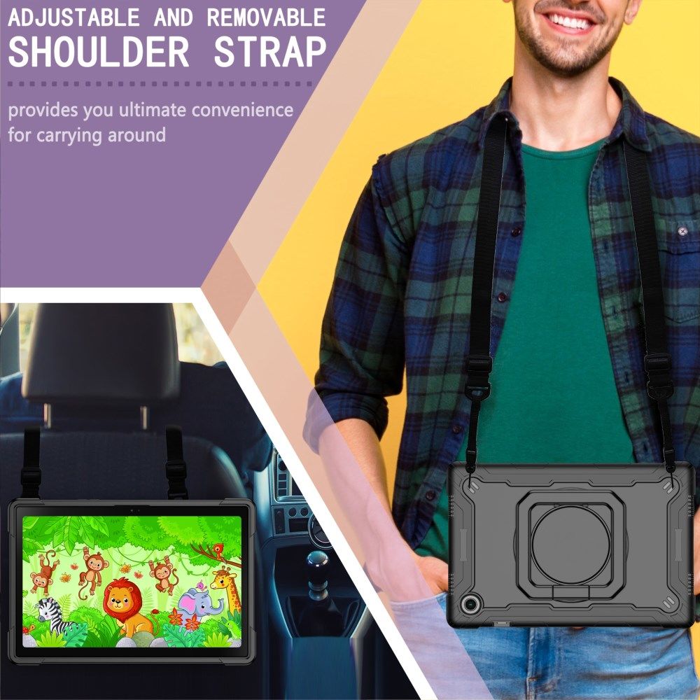 Samsung Galaxy Tab A8 Hoesje met Schouderriem En Kickstand Zwart afbeelding 7