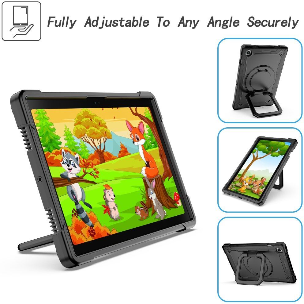 Samsung Galaxy Tab A8 Hoesje met Schouderriem En Kickstand Zwart afbeelding 8