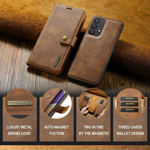 DG Ming Samsung Galaxy A33 Hoesje 2-in-1 Book Case en Back Cover Bruin afbeelding 10