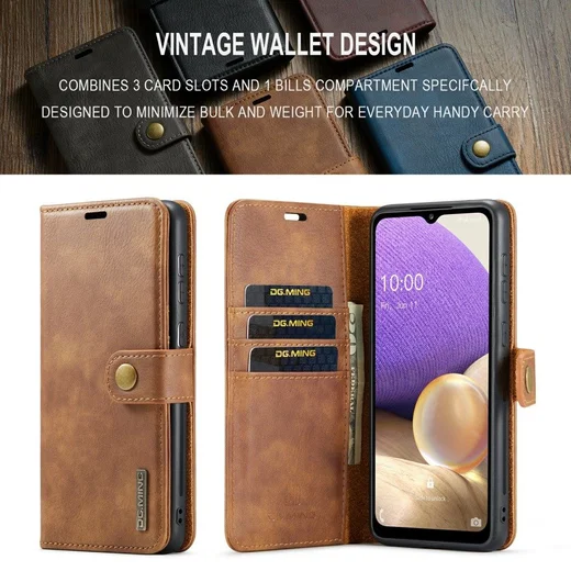 DG Ming Samsung Galaxy A33 Hoesje 2-in-1 Book Case en Back Cover Bruin afbeelding 12