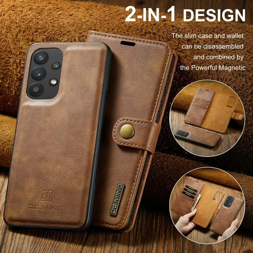 DG Ming Samsung Galaxy A33 Hoesje 2-in-1 Book Case en Back Cover Bruin afbeelding 7