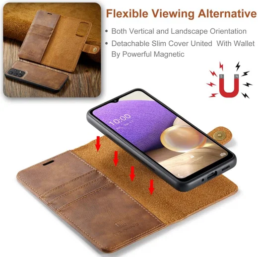 DG Ming Samsung Galaxy A33 Hoesje 2-in-1 Book Case en Back Cover Bruin afbeelding 8