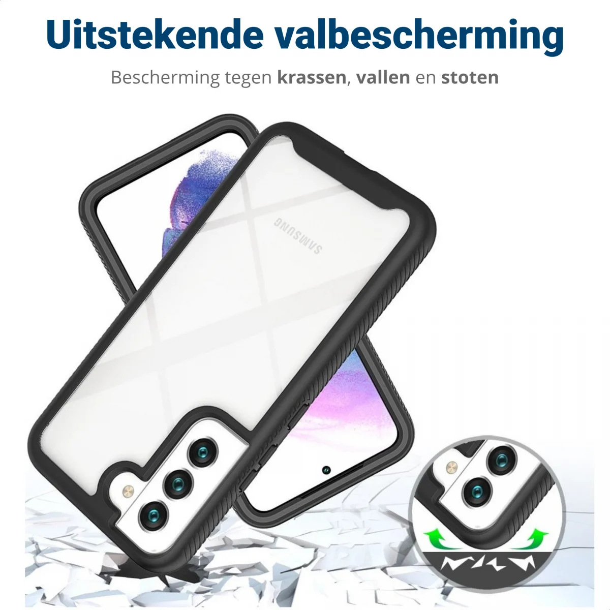 Samsung Galaxy S22 Hoesje Full Protect 360° Cover Hybride Blauw afbeelding 4