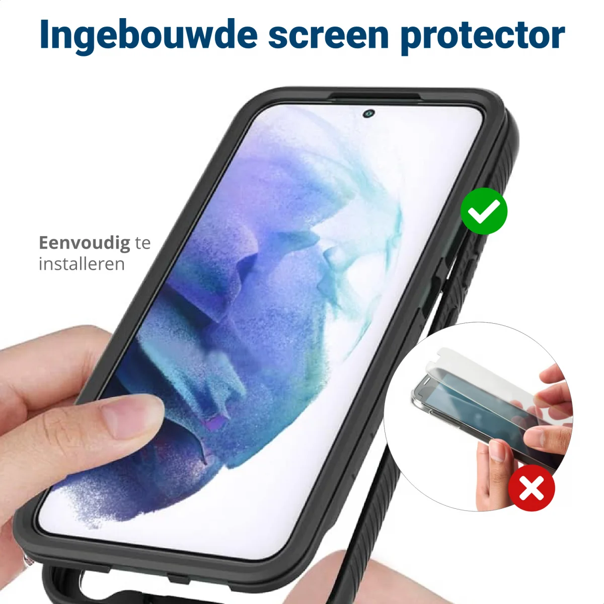 Samsung Galaxy S22 Hoesje Full Protect 360° Cover Hybride Blauw afbeelding 7