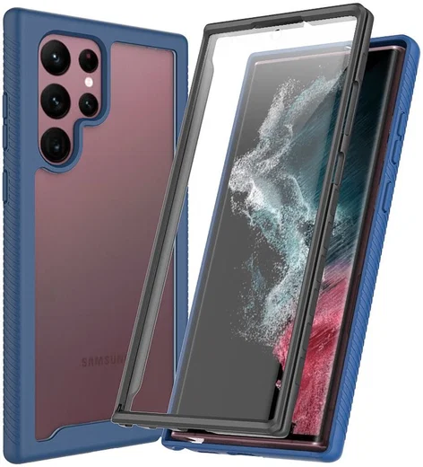 Samsung Galaxy S22 Ultra Hoesje Full Protect 360° Cover Hybride Blauw afbeelding 1