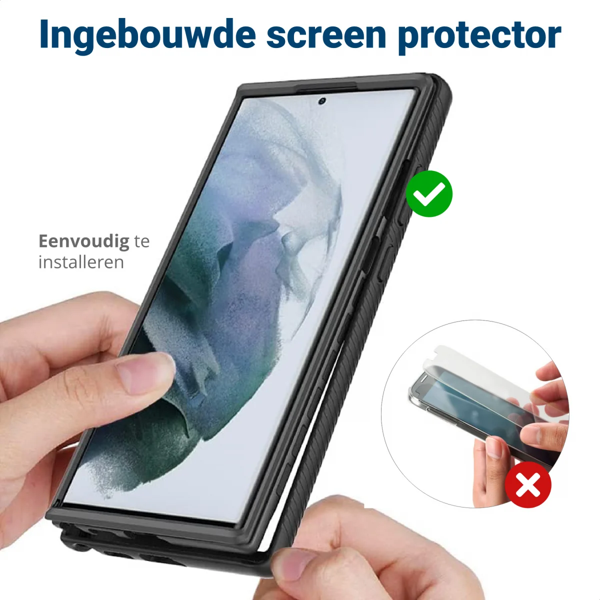 Samsung Galaxy S22 Ultra Hoesje Full Protect 360° Cover Hybride Blauw afbeelding 6