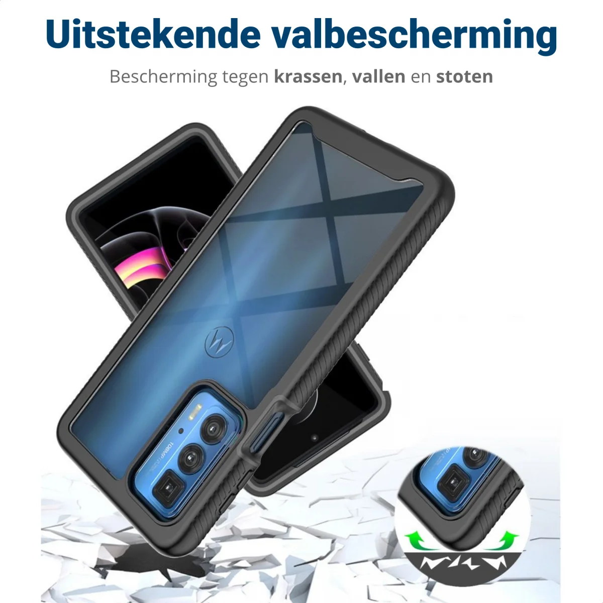 Motorola Edge 20 Pro Hoesje Full Protect 360° Cover Hybride Zwart afbeelding 4
