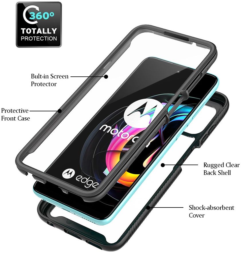 Motorola Edge 20 Lite Hoesje Hybride Full Protect Zwart afbeelding 4