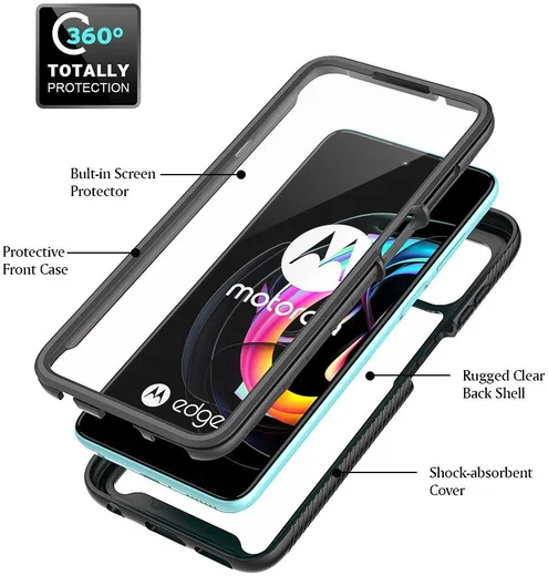 Motorola Edge 20 Lite Hoesje Hybride Full Protect Zwart afbeelding 4