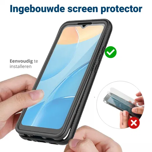 Oppo A15 Hoesje Full Protect 360° Cover Hybride Blauw afbeelding 4