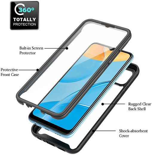 Oppo A15 Hoesje Full Protect 360° Cover Hybride Blauw afbeelding 6