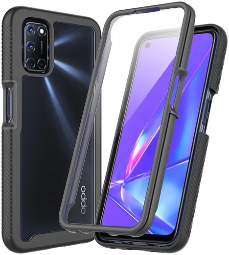 Oppo A52 / A72 Hoesje Full Protect 360° Cover Hybride Zwart afbeelding 1
