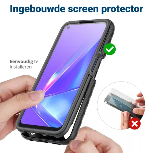 Oppo A52 / A72 Hoesje Full Protect 360° Cover Hybride Zwart afbeelding 4