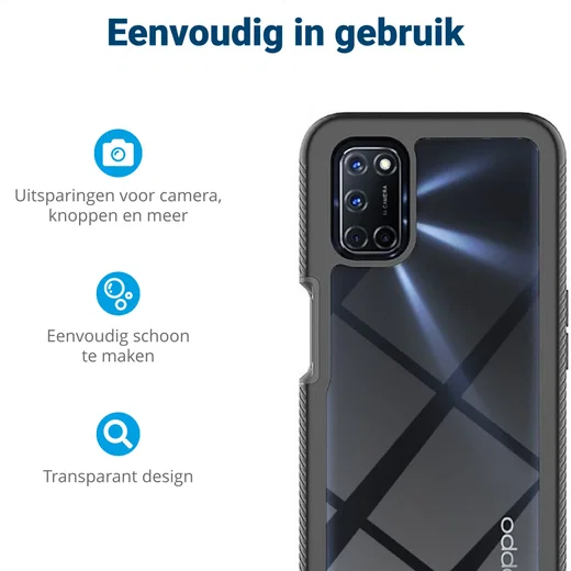 Oppo A52 / A72 Hoesje Full Protect 360° Cover Hybride Zwart afbeelding 6