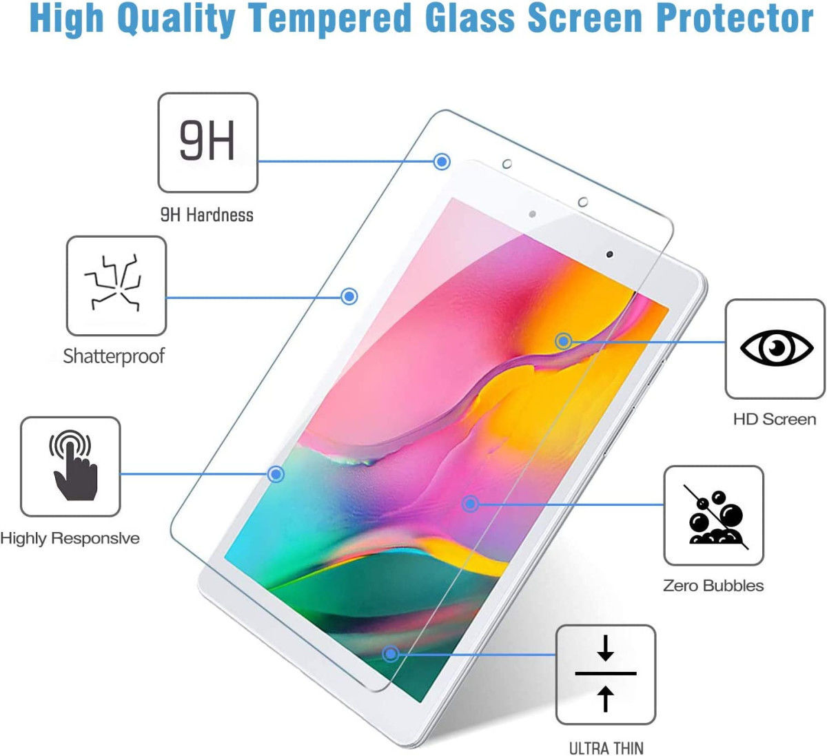 Samsung Galaxy Tab A8 Screen Protector Volledig Dekkend Display Folie afbeelding 2