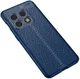 OnePlus 10 Pro Litchi Hoesje TPU met Leren Textuur Blauw afbeelding 2