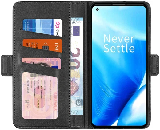 Oppo Reno 8 Lite Hoesje Portemonnee Book Case Kunstleer Zwart afbeelding 1