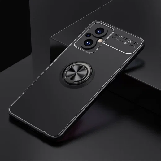 Oppo Reno 8 Lite Hoesje Magnetische Ring Kickstand Zwart afbeelding 2