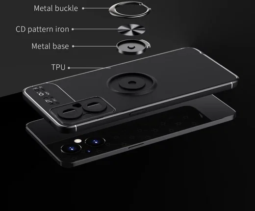 Oppo Reno 8 Lite Hoesje Magnetische Ring Kickstand Zwart afbeelding 5