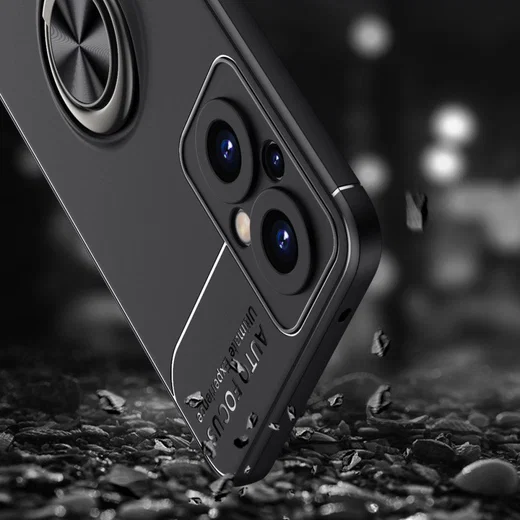 Oppo Reno 8 Lite Hoesje Magnetische Ring Kickstand Zwart afbeelding 7