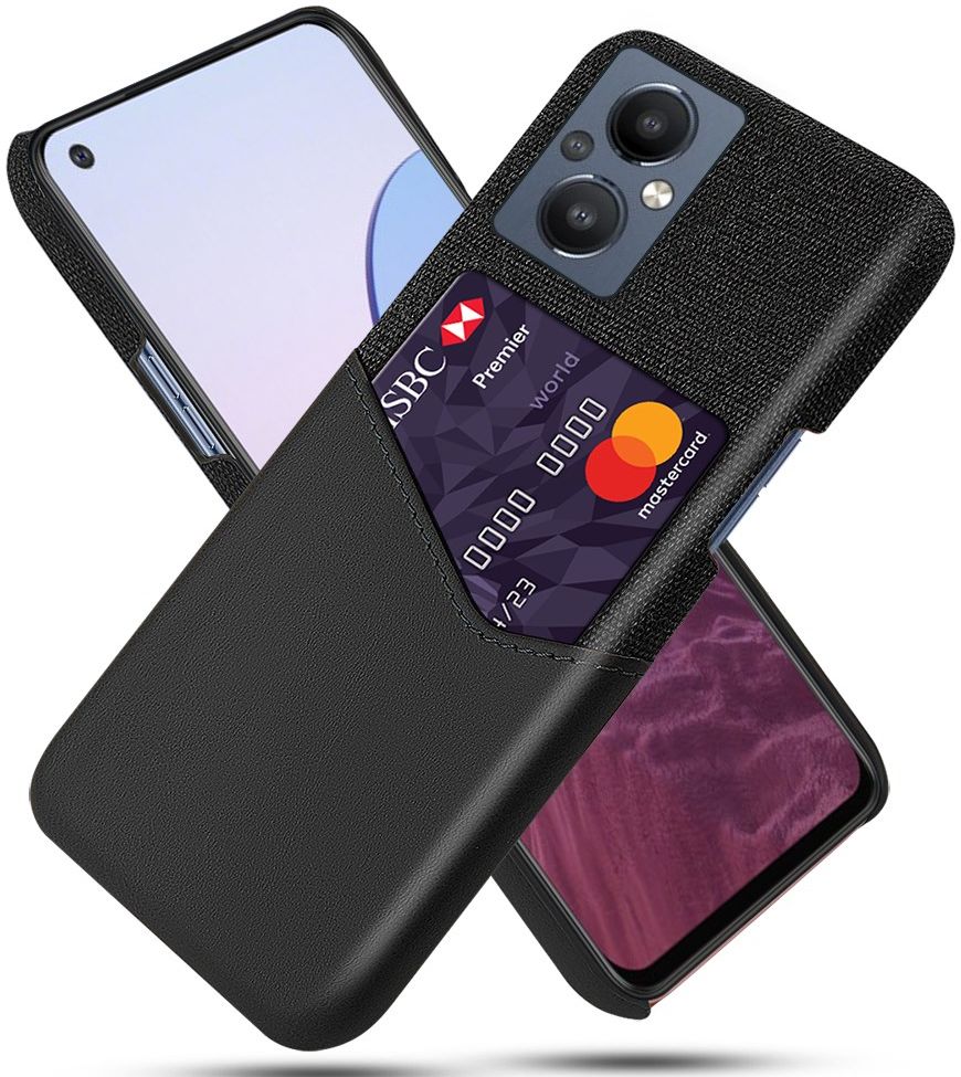 Oppo Reno 8 Lite Hoesje Back Cover met Kaarthouder Zwart afbeelding 1