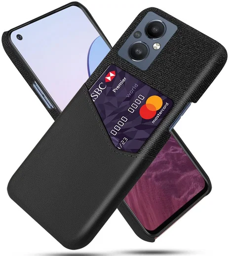 Oppo Reno 8 Lite Hoesje Back Cover met Kaarthouder Zwart afbeelding 1
