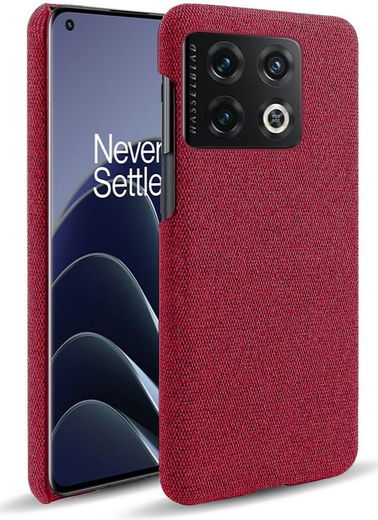 OnePlus 10 Pro Hoesje Hard Plastic met Stoffen Afwerking Rood afbeelding 1