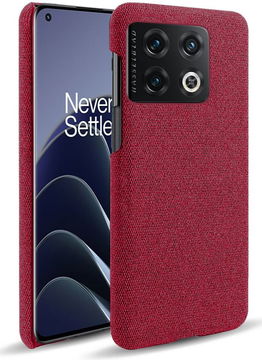 OnePlus 10 Pro Hoesje Hard Plastic met Stoffen Afwerking Rood