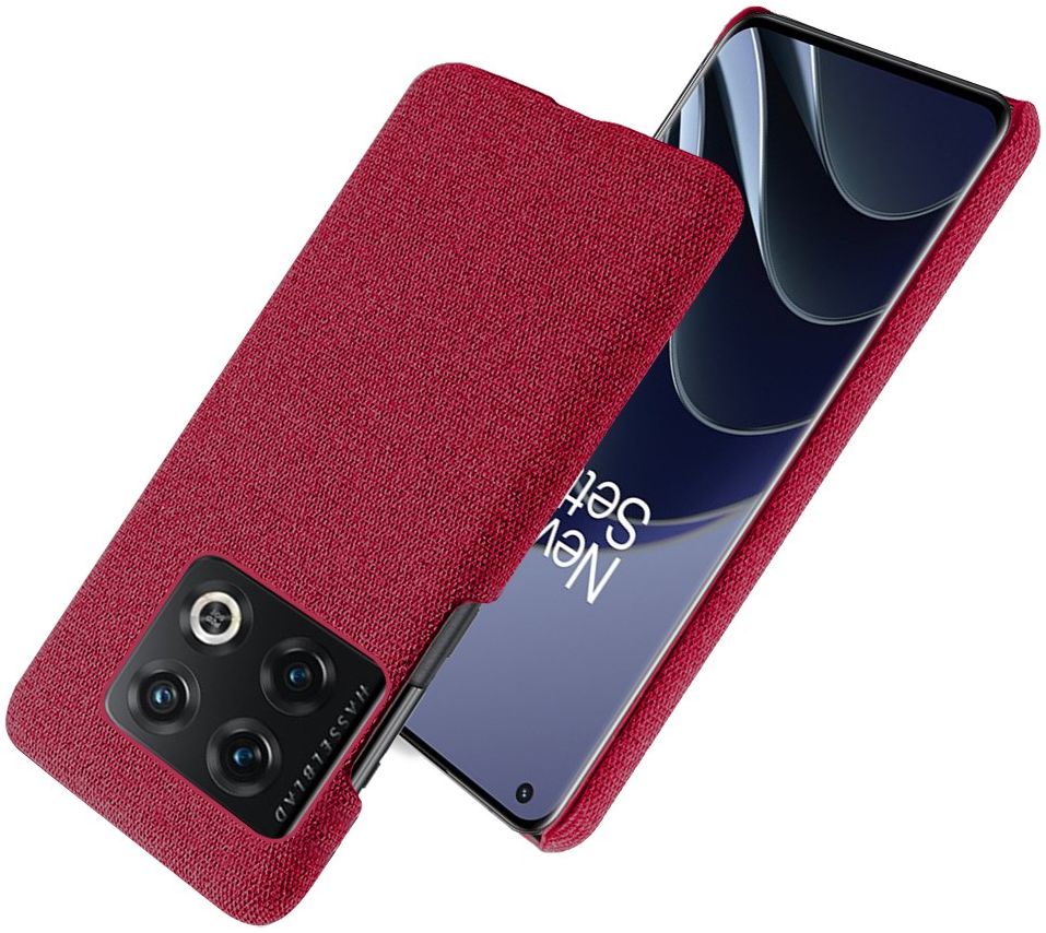 OnePlus 10 Pro Hoesje Hard Plastic met Stoffen Afwerking Rood afbeelding 3
