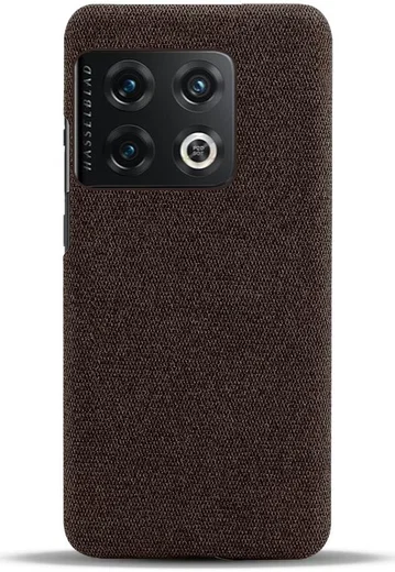 OnePlus 10 Pro Hoesje Hard Plastic met Stoffen Afwerking Bruin afbeelding 2