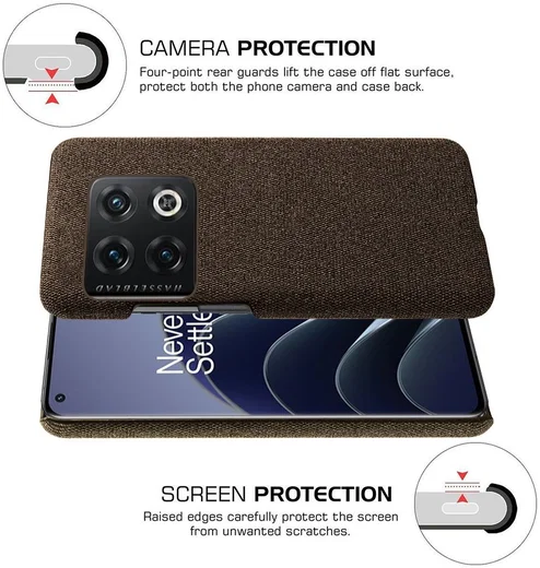 OnePlus 10 Pro Hoesje Hard Plastic met Stoffen Afwerking Bruin afbeelding 5