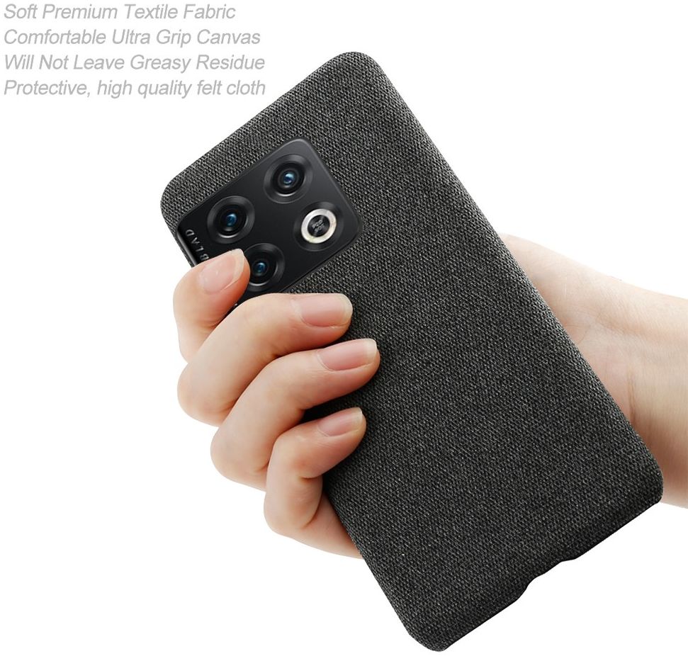OnePlus 10 Pro Hoesje Hard Plastic met Stoffen Afwerking Bruin afbeelding 6