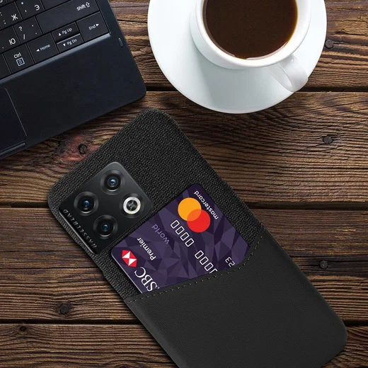 OnePlus 10 Pro Hoesje Back Cover met Kaarthouder Zwart afbeelding 4