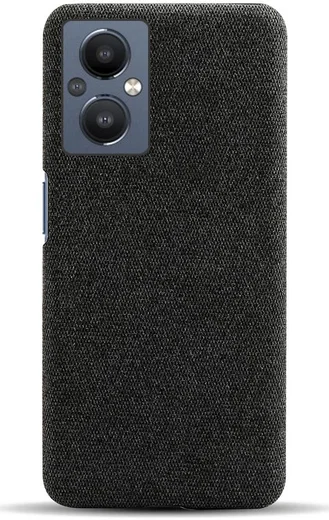 Oppo Reno 8 Lite Hoesje Hard Plastic met Stoffen Afwerking Zwart afbeelding 3