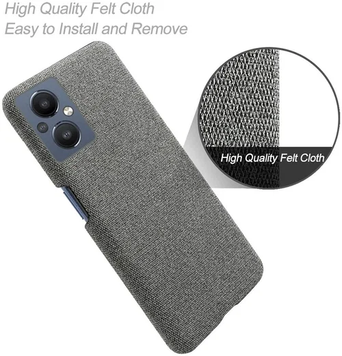 Oppo Reno 8 Lite Hoesje Hard Plastic met Stoffen Afwerking Grijs afbeelding 4