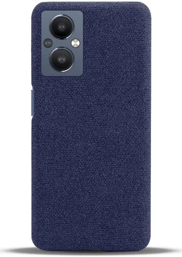 Oppo Reno 8 Lite Hoesje Hard Plastic met Stoffen Afwerking Blauw afbeelding 3