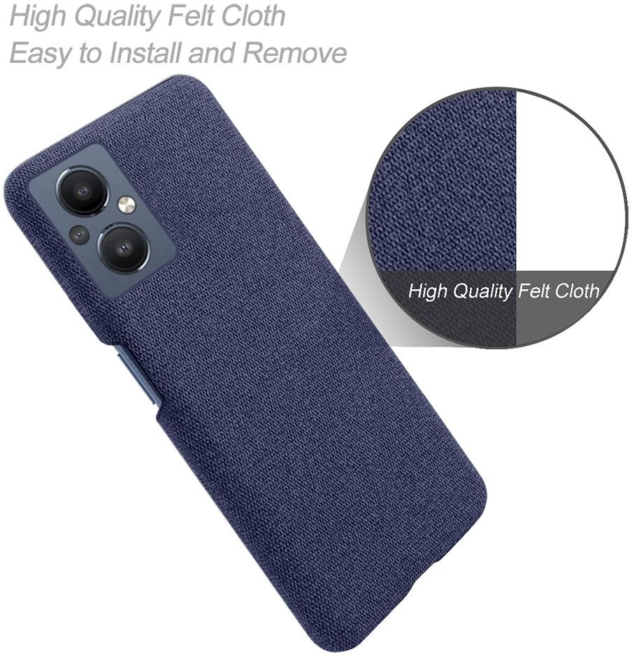 Oppo Reno 8 Lite Hoesje Hard Plastic met Stoffen Afwerking Blauw afbeelding 4