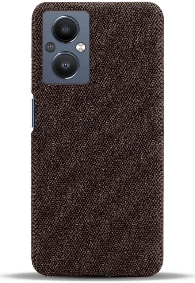 Oppo Reno 8 Lite Hoesje Hard Plastic met Stoffen Afwerking Bruin afbeelding 3
