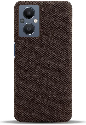 Oppo Reno 8 Lite Hoesje Hard Plastic met Stoffen Afwerking Bruin afbeelding 3