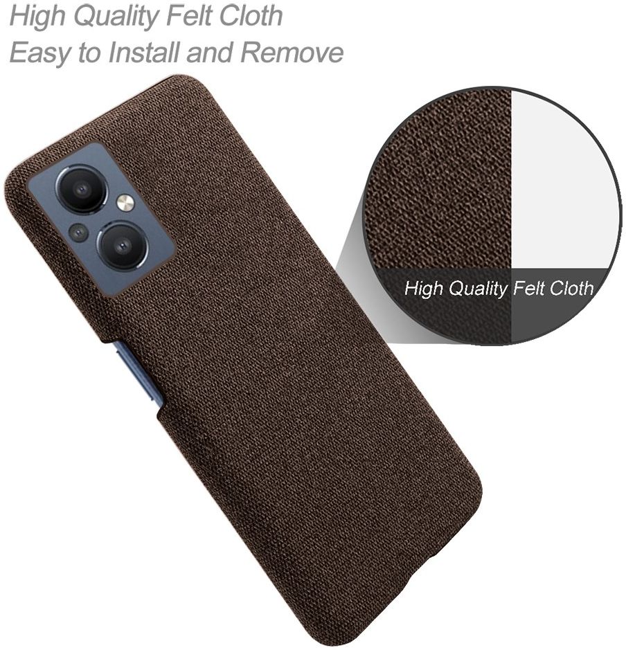 Oppo Reno 8 Lite Hoesje Hard Plastic met Stoffen Afwerking Bruin afbeelding 4
