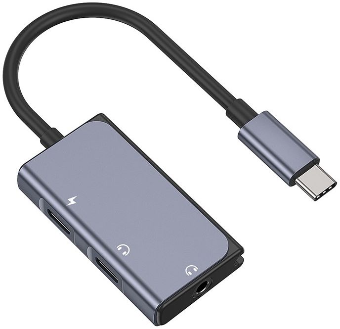 3-in-1 USB-C naar Dubbele USB-C PD 3.0 / 3.5mm Jack Audio Adapter afbeelding 1