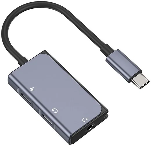 3-in-1 USB-C naar Dubbele USB-C PD 3.0 / 3.5mm Jack Audio Adapter afbeelding 1