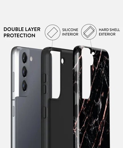 Burga Tough Case Samsung Galaxy S22 Hoesje Rose Gold Marble afbeelding 4