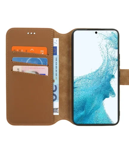 Minim 2-in-1 Samsung Galaxy S22 Hoesje Book Case en Back Cover Bruin afbeelding 1