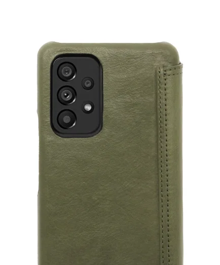 Minim Samsung Galaxy A53 Hoesje Echt Leer Book Case Groen afbeelding 2